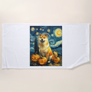 Serviette De Plage Shiba Inu Chien Mignon Halloween Jack O Lantern Ci