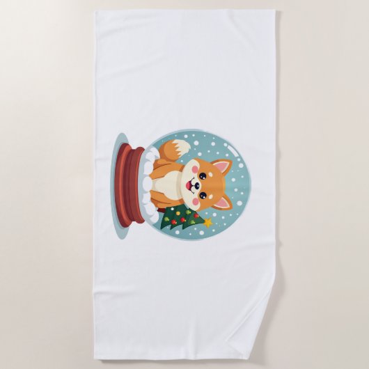 Serviette De Plage Shiba Snow Globe (Devant)