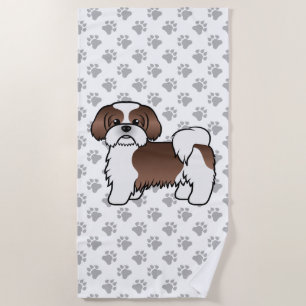 Serviette De Plage Shih Tzu marron et blanc de dessin animé mignon