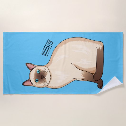 Serviette De Plage Siamese cat cartoon (Devant)