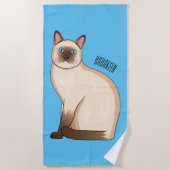 Serviette De Plage Siamese cat cartoon (Devant)