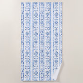 Serviette De Plage Sicily Italian Rustic Blue Stripes (Devant)