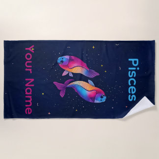 Serviette De Plage Signe astrologique personnalisé Poissons
