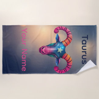 Serviette De Plage Signe astrologique Taureau personnalisé
