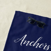 Serviette De Plage silhouette/ancrages de voilier blanc marine (En situation)