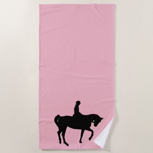 Serviette De Plage Silhouette cheval et cavalier (Devant)