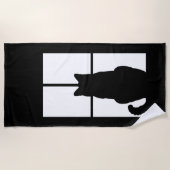 Serviette De Plage Silhouette de chat de fenêtre (Devant)