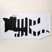 Serviette De Plage Silhouette de chat noir (Devant)