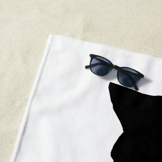 Serviette De Plage Silhouette de chat noir (En situation)