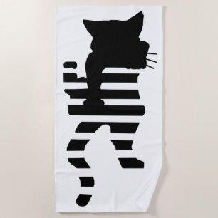 Serviette De Plage Silhouette de chat noir