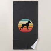 Serviette De Plage Silhouette de chien Boxer au coucher du soleil rét (Devant)
