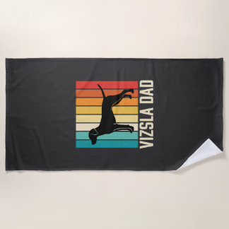 Serviette De Plage Silhouette de chien papa Vizsla rétro