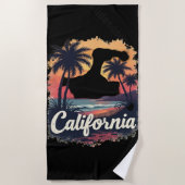 Serviette de plage silhouette de coucher de soleil (Devant)