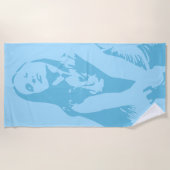Serviette De Plage Silhouette de la fille de danse bleu clair à la mo (Devant)