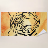 Serviette De Plage Silhouette de tigre noir et blanc (Devant)