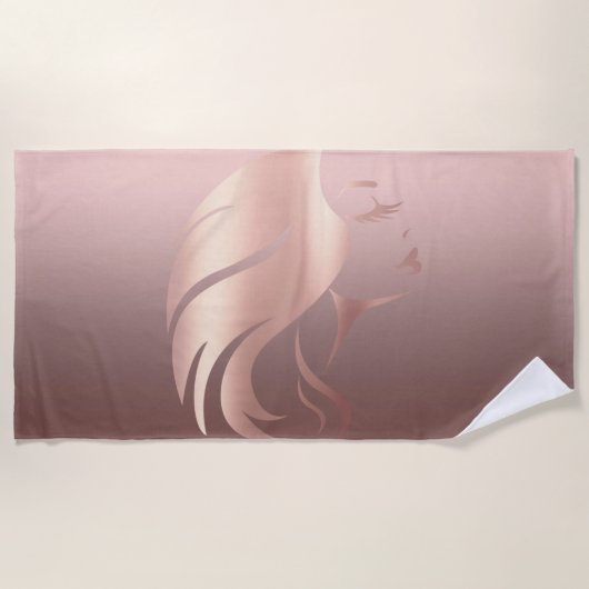 Serviette De Plage Silhouette de visage de fille tendance cool (Devant)