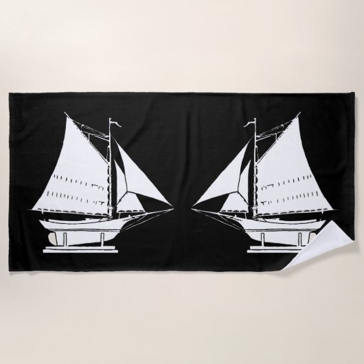 Serviette De Plage silhouette de voilier (Devant)