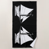 Serviette De Plage silhouette de voilier (Devant)