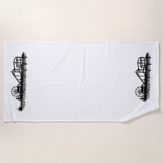 Serviette De Plage Silhouette Iconic Pier Californie Père Noël Monica (Devant)