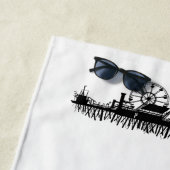 Serviette De Plage Silhouette Iconic Pier Californie Père Noël Monica (En situation)