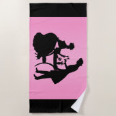 Serviette De Plage Silhouette noire sur vin romantique rose Couple (Devant)