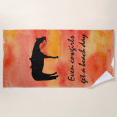 Serviette De Plage Silhouette occidentale noire de cheval sur (Devant)