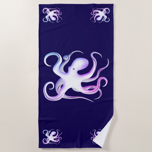 Serviette De Plage Silhouette octopus (Devant)
