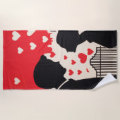 Serviette De Plage Silhouette romantique Couple Coeurs Cityscape (Devant)