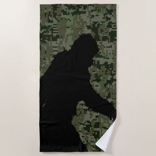 Serviette De Plage Silhouette Squatchin de Sasquatch Bigfoot (Devant)