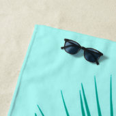Serviette De Plage Silhouette, turquoise et Aqua en feuille de (En situation)