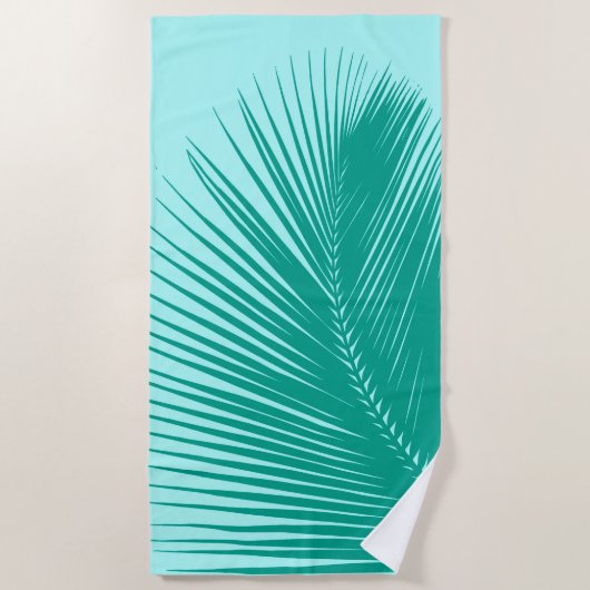 Serviette De Plage Silhouette, turquoise et Aqua en feuille de (Devant)