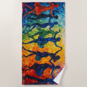 Serviette De Plage Silhouettes colorées dansant (Devant)