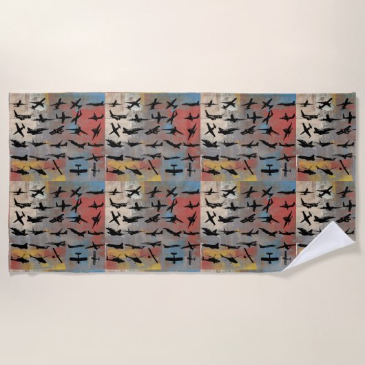 Serviette De Plage Silhouettes d'avion (Devant)