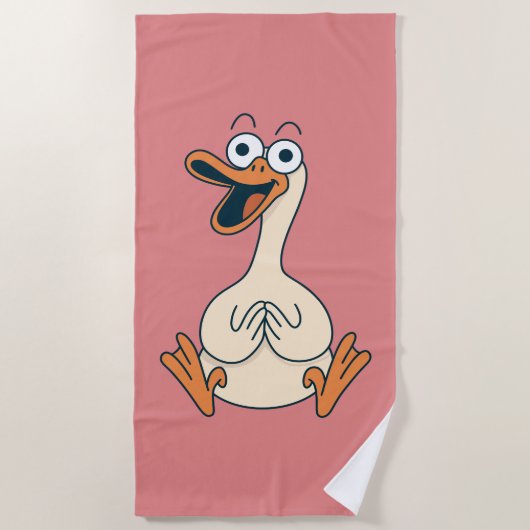 Serviette De Plage Silly Goose, Quirky, Funny Cartoon Goose (Devant)
