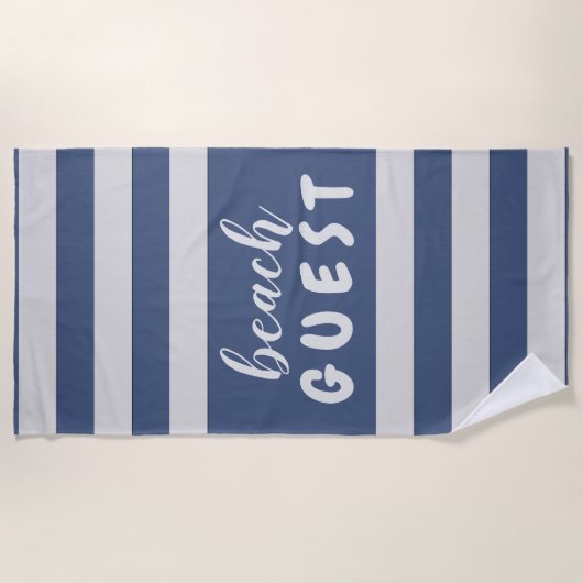 Serviette De Plage Silver Stripes Custom Text Beach INVITÉ (Devant)