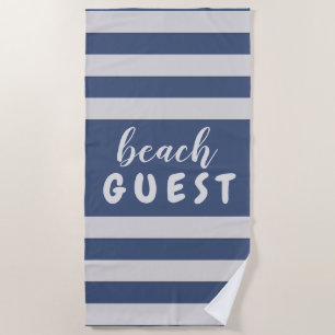 Serviette De Plage Silver Stripes Custom Text Beach INVITÉ