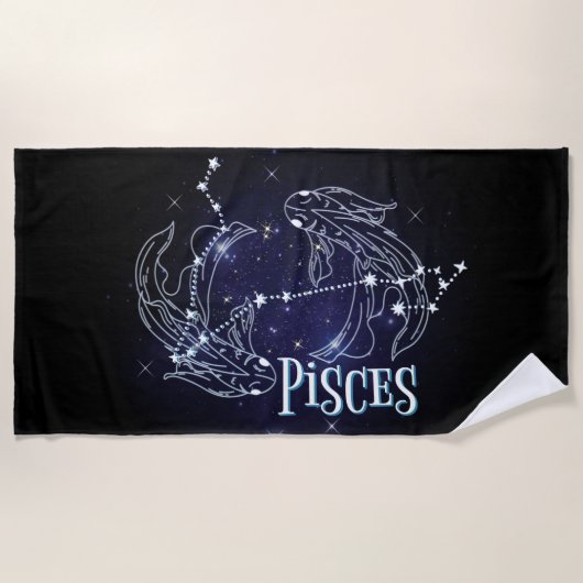 Serviette De Plage SIM A Pisces Zodiac.SIGNE Zodiaque À La Mode Pisce (Devant)