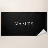 Serviette De Plage Simple Black Custom Ajouter Votre Nom Élégant (Devant)