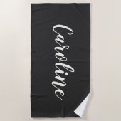 Serviette De Plage Simple Chic Noir Calligraphie Personnalisé  (Devant)