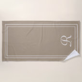 Serviette De Plage Simple Élégante Taupe Monogram Beach Towne (Devant)