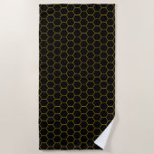 Serviette De Plage Simple et moderne Honeypeb motif noir jaune (Devant)