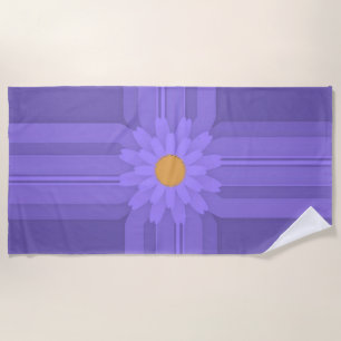 Serviette De Plage Simple Fleur Violette sur Croix Moderne