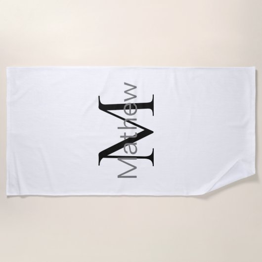 Serviette De Plage simple lettre initiale monogramme ajouter votre no (Devant)