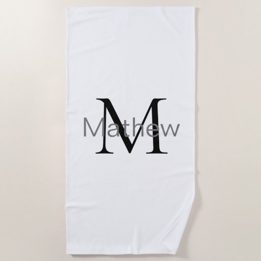 Serviette De Plage simple lettre initiale monogramme ajouter votre no (Devant)