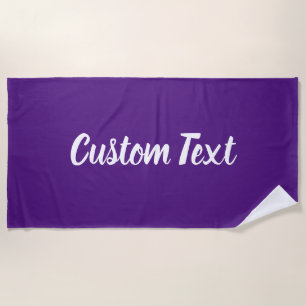 Serviette De Plage Simple Modèle de texte Royal Purple et White Scrip