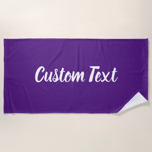 Serviette De Plage Simple Modèle de texte Royal Purple et White Scrip (Devant)