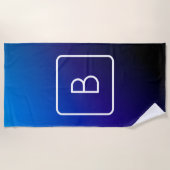 Serviette De Plage Simple moderne bleu foncé Ombre dégradé et monogra (Devant)