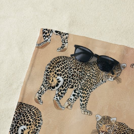 Serviette De Plage Simple Motif animal léopard doré (En situation)