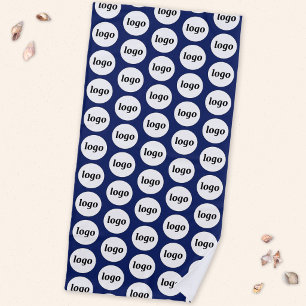 Serviette De Plage Simple motif de logo entreprise promotionnel bleu