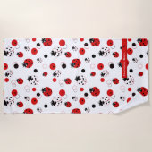 Serviette De Plage Simple Motif Ladybug rouge, noir et blanc (Devant)